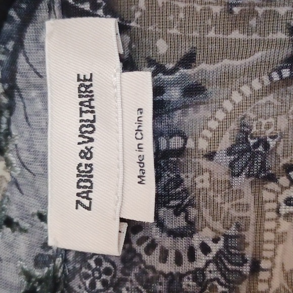 Zadig & Voltaire Blouse Top Tuya Burnout Stars Black Velvet Size M NEW - Picture 6 of 13